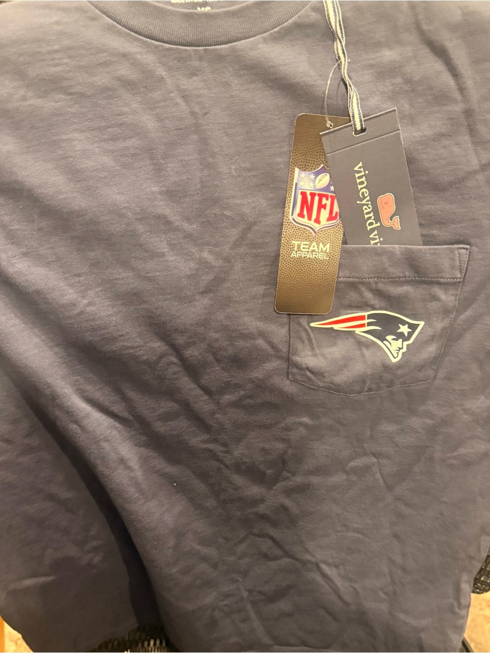 Vineyard Vines Navy XS Short-Sleeve Tee with Patriots Pocket Logo - NWT